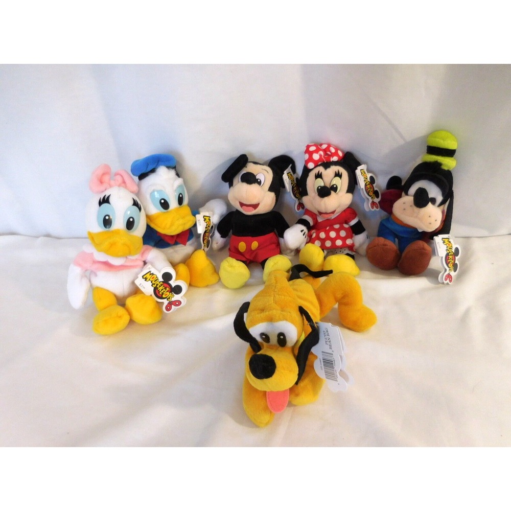 Disney Mouseketoys Donald Daisy Minnie Mickey Goofy Pluto Plush Beanie Dolls